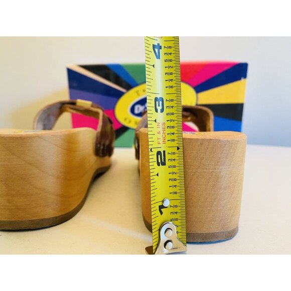 Dr Scholls Women Size 6 M Wood Exercise Clog Sandal Brown Leather Slide Shoe New - Picture 11 of 11